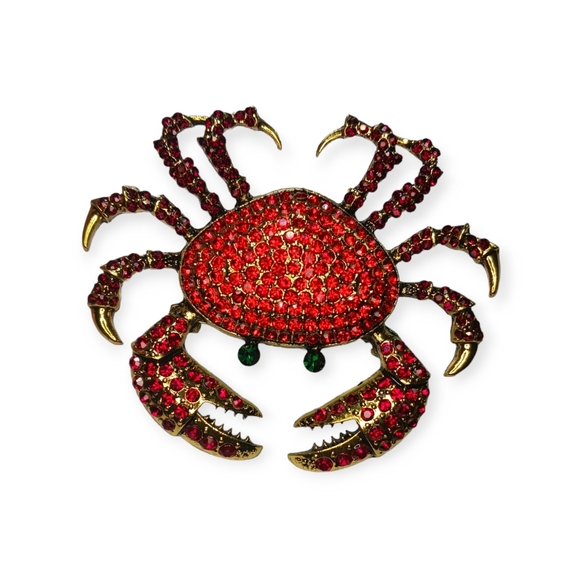 Heidi Daus Red Crystal Crab Bling Brooch - Picture 7 of 14